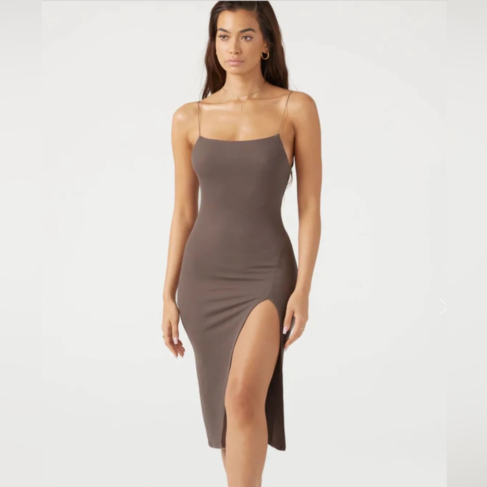 Joah Brown Slit Dress